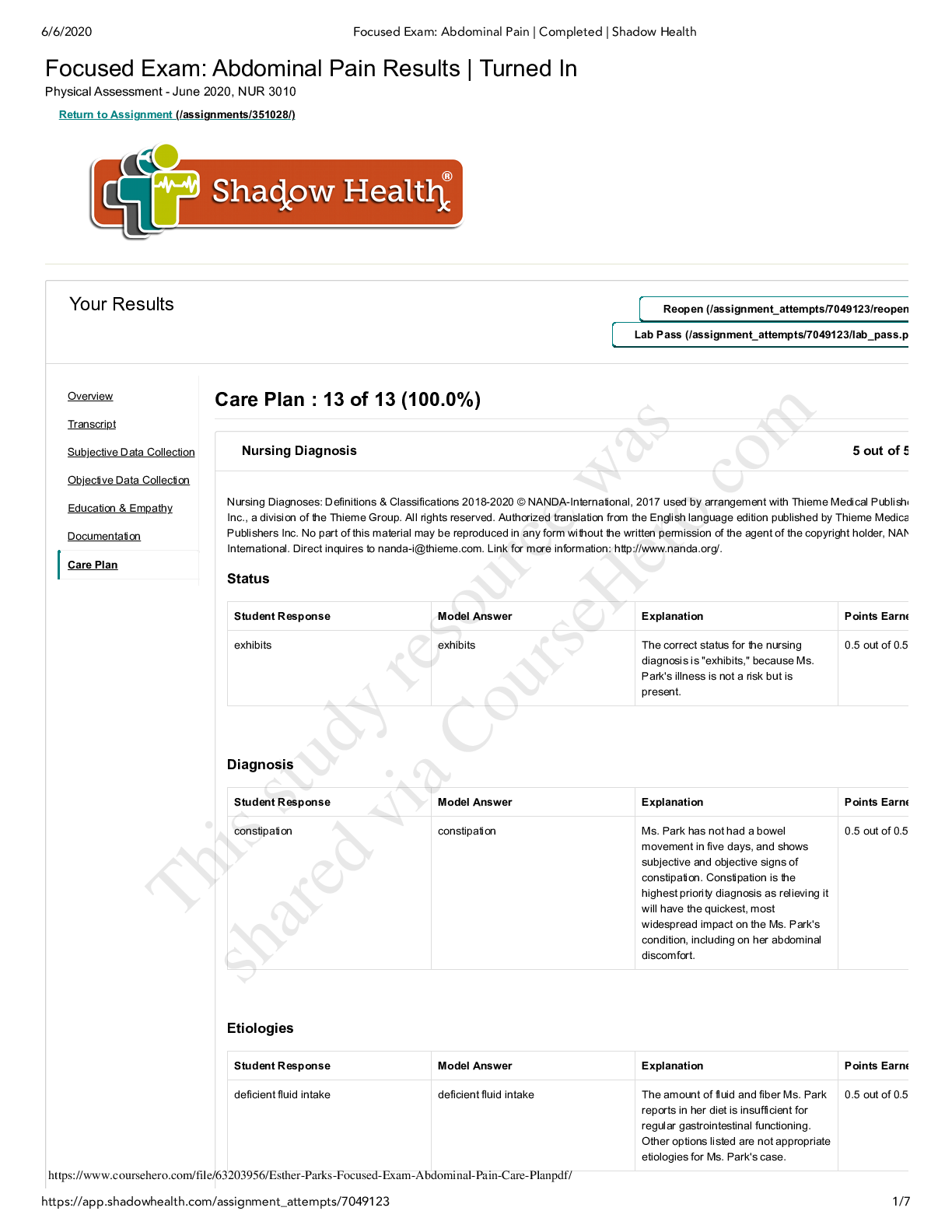 Preview of Esther Parks-NUR 3010-Focused-Introduction to Professional Nursing